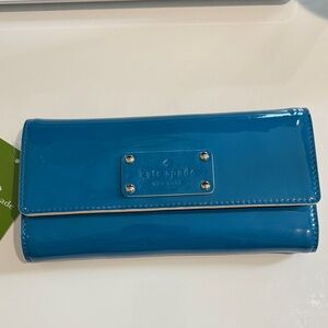 NWT Kate Spade Vibrant Peacock Blue Wallet